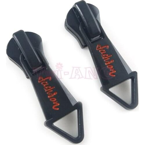 20pcs/lot, Quality 8# Resin Zipper Slider with Red Engraved English Word "fashion" Pull Tab