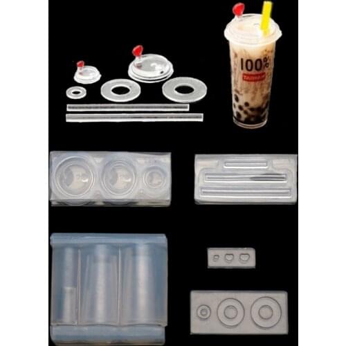 Handmade 3D Mini Milky Tea Bottle Resin Casting Mold Silicone Mold Kit Miniture Food Play Milk Tea Cup Mold Craft Tools