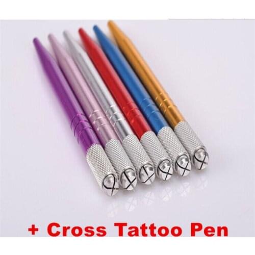 5 Colors 5Pcs Tebori Microblading Tattoo Pen for Permanent Makeup Eyebrow Tattoo Pen Manual 5pcs Microblading Needle Blades