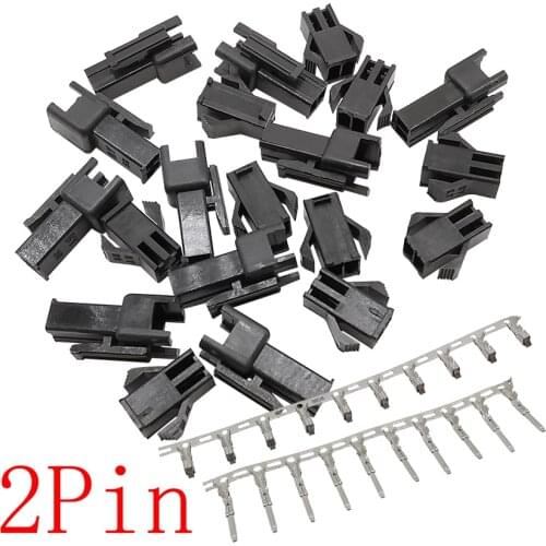 Black JST SM 2Pin Plug Socket Housing Connector 2P Pitch 2.54mm Male and Female Plastic Shell Terminals Wire Connectors