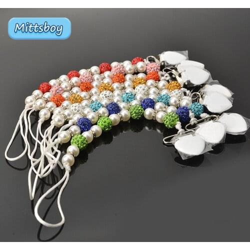 Baby Pacifier Clips Silicone Beads Pearl Beads Pacifier Chain Infant Nipple Appease Soother Chain Clips Dummy Holder Nipple Clip