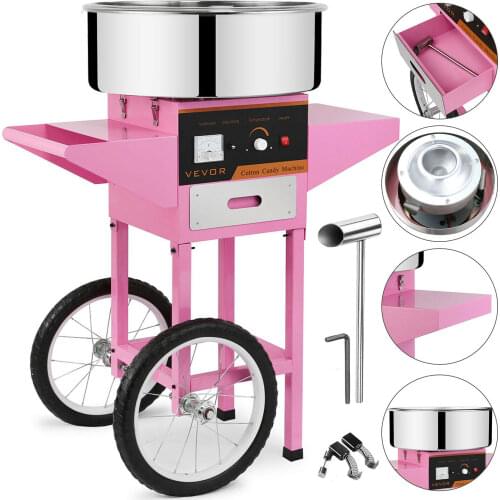 Electric Cotton Candy Machine Commercial Fairy Floss Maker w/ Cart and Cover cotton candy machine parts tool car t