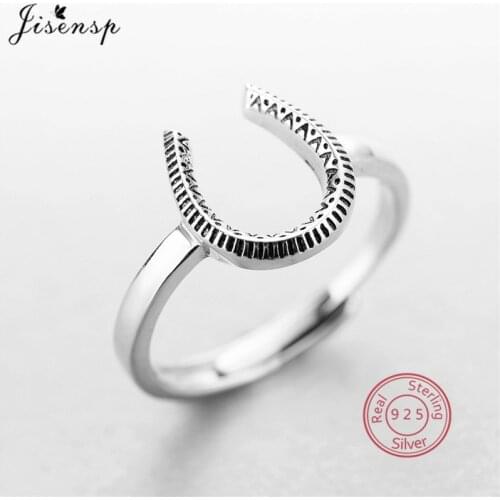 Jisensp Punk 925 Sterling Silver Horseshoe Rings for Women Men Lucky Animal Horse Ring Classic Sterling-Silver-Jewelry Gifts