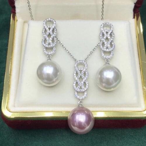 HOT 925 Sterling Silver Necklace Earrings Mountings Findings Base Jewelry Set Mounts Settings Parts for Pearls Beads Crystal