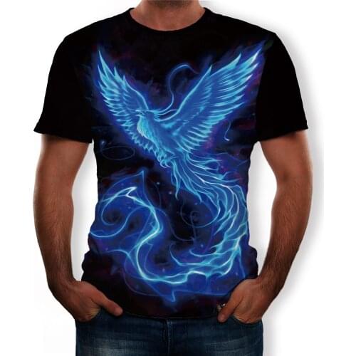 One of the 2021 summer fashion new beasts Phoenix 3D printing mens T-shirt casual all-match short-sleeved top