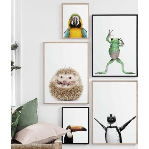 Minimalism Style Cute and Funny Animals Canvas Painting Wall Art Nordic Posters and Prints Wall Pictures for Living Room Decor