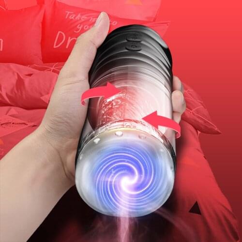 Male Masturbator Cup Automatic Rotation Sex Toy For Men Real Vagina Pocket Voice Vacuum Sucking Blowjob Pussy Aircraft Cup