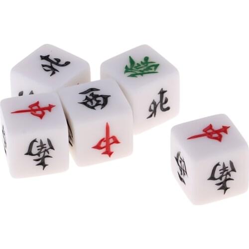 5 Pieces Acrylic Dice Wind Directions Designed Mahjong Accessory Dice Set