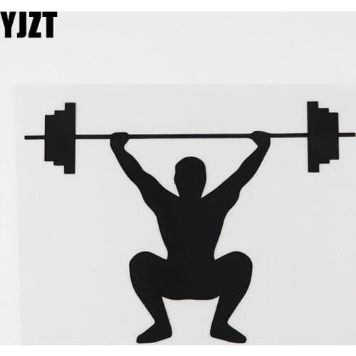 YJZT 13.5CMX9.9CM Lovely Gym Weightlifting Decal Vinyl Car Sticker Black/Silver 8A-0787