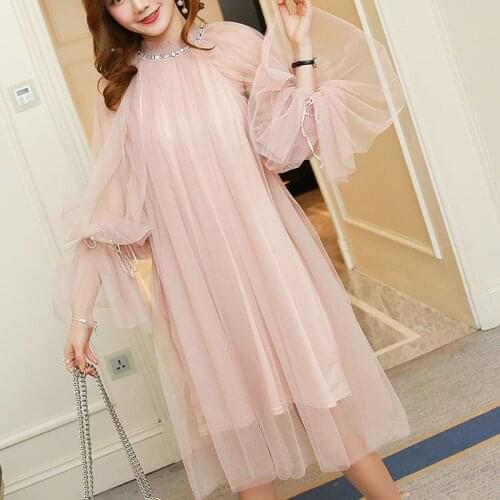 New 2020 Lace Loose Sexy Dresses large Plus size Dress Transparent Mesh Reffle dresses Woman Party Night Shein Lace Dress 860C