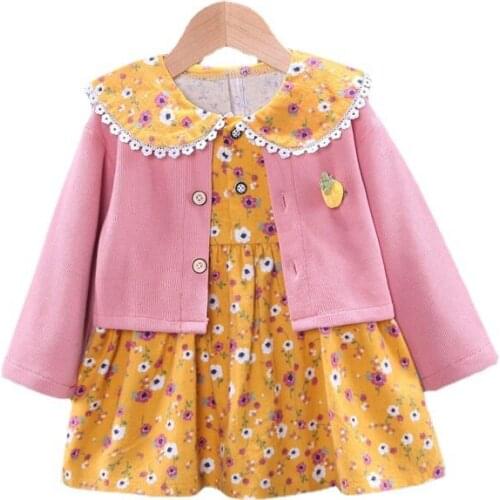 New Autumn Baby Girls Clothes Children Cotton Jacket Lace Dress 2Pcs/Sets Spring Toddler Casual Clothing Kids Fashion Tracksuits