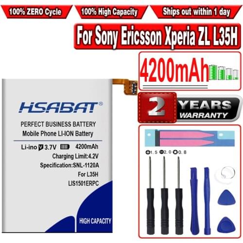 HSABAT New 4200mAh LIS1501ERPC Battery For Sony Ericsson Xperia ZL L35H lt35i C6503 C6506 C6502 Battery