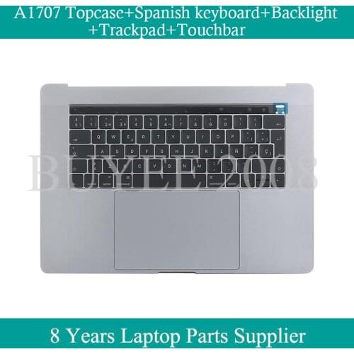 Original Genuine For Macbook Pro A1707 Spanish Keyboard Backlight Topcase Touchbar Trackpad 2016 2017 Space Grey Silver