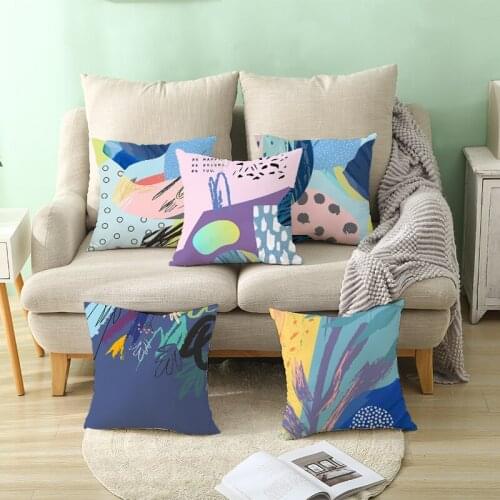 Nordic Style Peach Colored Abstract Pop Material Pillow Cojines Sofa Cushion By Pillowcase Office Bedroom Home Decoration