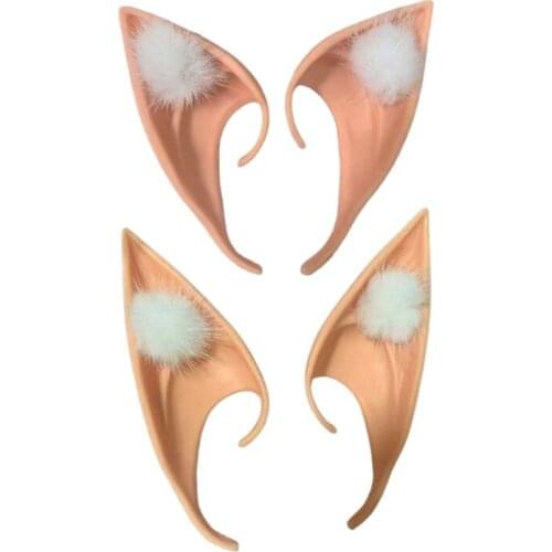 Christmas Soft Elf Ears Headwear Cosplay Pointed Fairy Ear Hanging for Halloween Photo Props Anime Party Dress Up