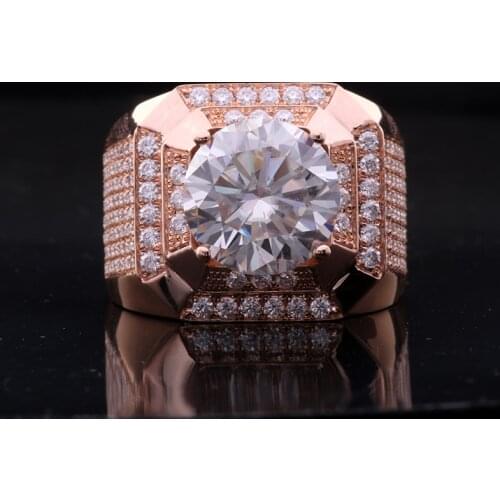 18K White Yellow 750Au Gold 2 to 5ct Moissanite Diamond man Ring D color VVS With national certificate