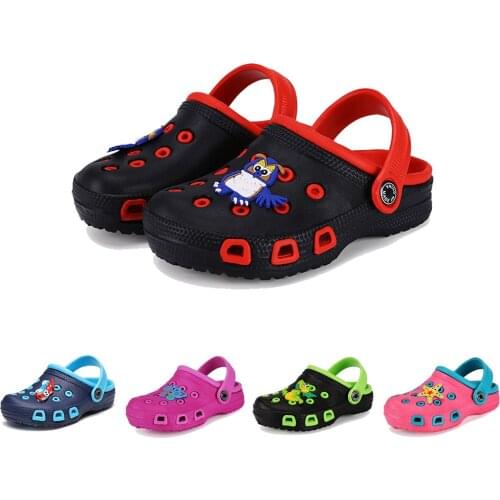 Kids Mules & Clogs Summer Boys Girls Garden Sandals Closed Toe Flat Heel Cartoon Non-Slip Soft Beach Slippers Children Shoes
