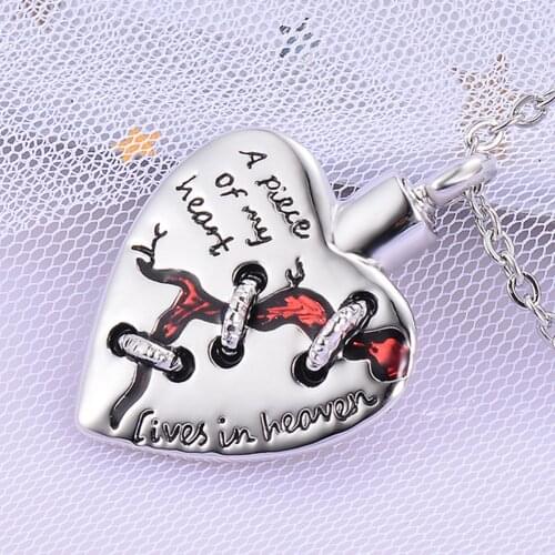 Cremation Jewelry A piece of my heart lives in heaven Locket Heart memorial ashes urn heart necklace jewelry keepsake pendant