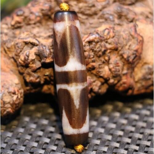 Treasure Unique Magic Energy Tibetan Old Agate Double Tiger Tooth dZi Bead Amulet Pendant UPD0407A Timestown UPD210106A