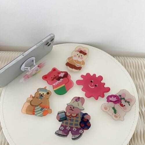 Universal Cute Cartoon Bear Rabbit Irregular Foldable Stand Holder Expanding Phone Bracket For iPhone Redmi Huawei Samsung OPPO