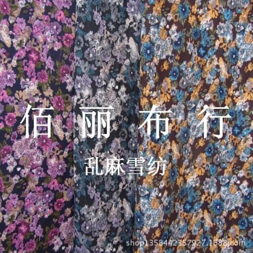 2015 spring womens apparel fabrics Chiffon floral linen fabric polyester synthetic fabrics mess Milan