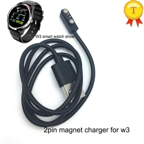 High quality Magnetic Charging 2pin Cable charger For w3 ecg ppg Smart Watch bracelet Black Power Chargering data Cable