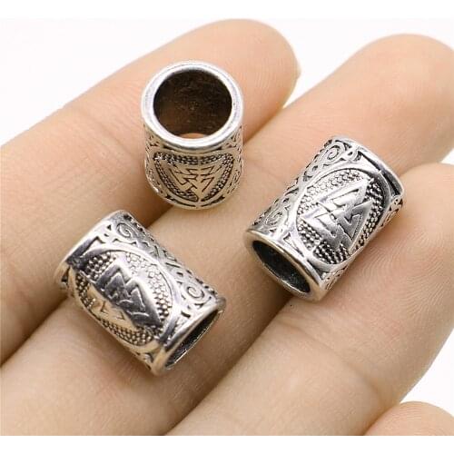 WYSIWYG 3pcs Viking Symbol Beads For Jewelry Making 11x15mm Antique Silver Color Jewelry Accessories