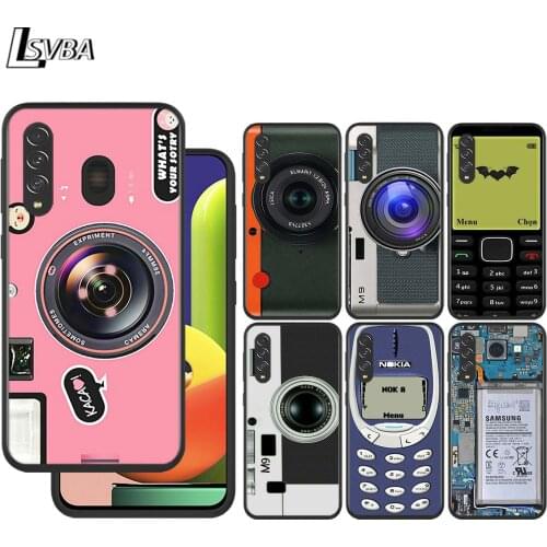 Funny Camera Retro Tape for Samsung Galaxy A90 A80 A70 A60 A50 A40 M30 A20E A2Core A10S A10E Silicon Soft Black Phone Case