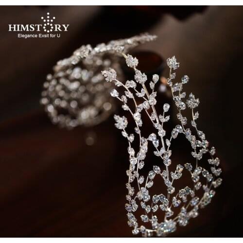 HIMSTORY Fashion Bride Wedding Tiaras With Zircon Women Hair Accessories Jewelry Headpiece Soft Luxury Barrettes HaiR Accessory