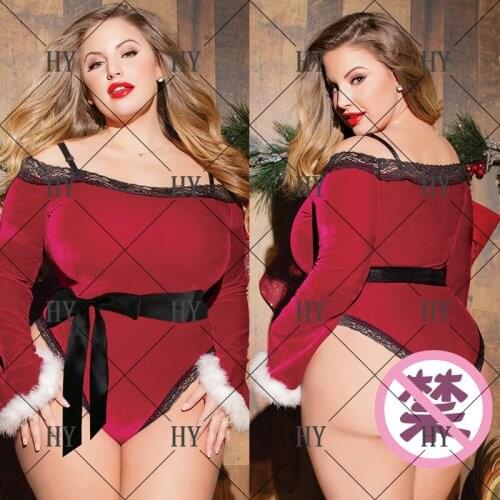 Plus Size Women Sexy Lingerie Open Back Lingerie Lace Babydoll Dress Sleepwear Erotic Sleeveless Mini Porn Christmas Costume
