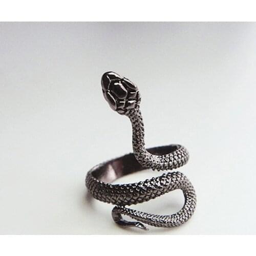 European New Vintage Punk Exaggerated Spirit Snake Ring Fashion Personality Stereoscopic Opening Adjustable Ring Jewelry
