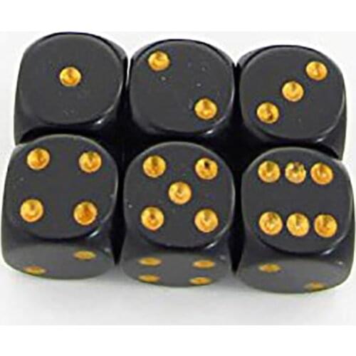10 PCS Black Fillet Gold Point Dice 16MM Dice