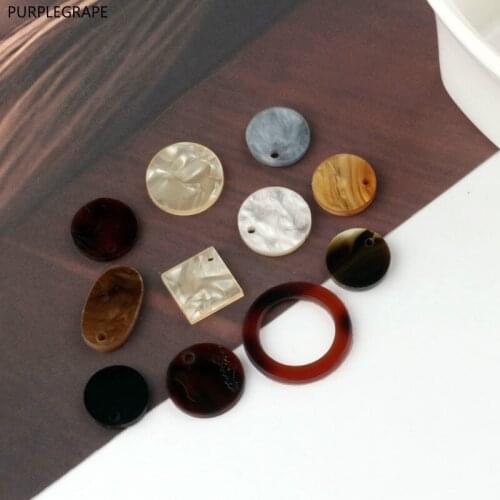 DIY Jewelry Accessories Japanese and Korean Fashion Acetate Grain Round Circle Geometry Earrings Pendant Retro 10pcs
