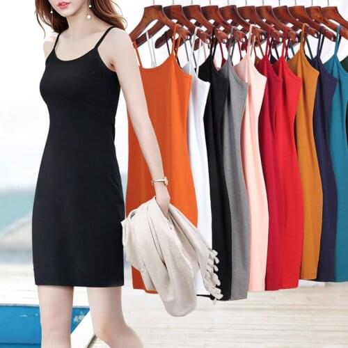 2021 New Summer Women Spaghetti Strap t Bottoming Dress Skinny Sleeveless Fashion Elegant Party Bodycon Sheath Dress M07