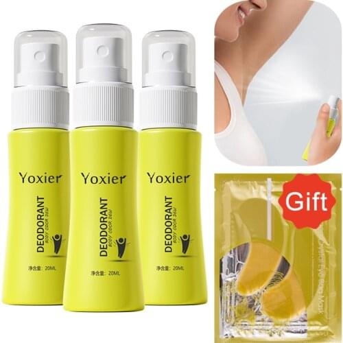 3pcs Yoxier Naturally Fresh Deodorant Spray Remove Odor Sweat Nourish Antibacterial Non-sticky Convenient Aloe Vera Extract 20ml