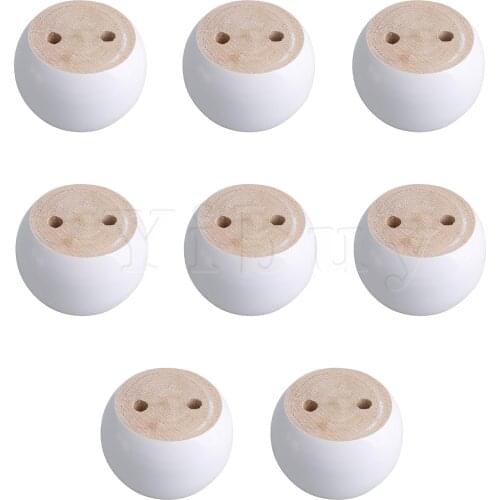 8 x Round 8x5cm Furniture Feets Eucalyptus Lifter for Sofa Table White