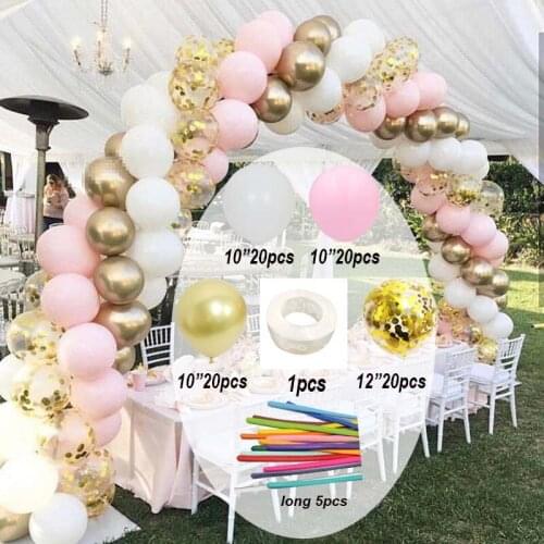 86pcs Macaron Balloons Arch Pastel White Pink Ballon Garland Gold Metal Confetti Globos Wedding Party Decor Baby Shower