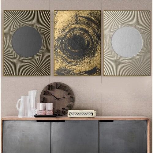 Abstract Geometry Wall Art Nordic Black Gold Paintings Modern Living Room Kitchen Canvas Pictures Decor Posters and Prints