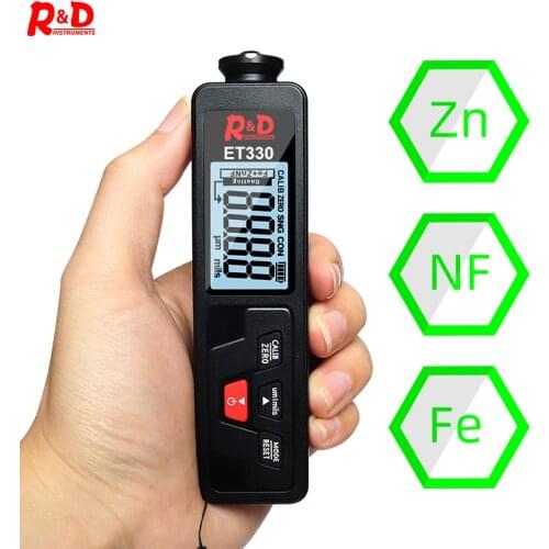 R&D ET330+ZN Car Paint Thickness Gauge Portable Coating Thickness Gauge for Car 0-1500um Fe & NFe Coating Tester Meter