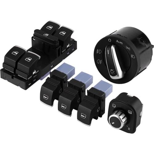Car-Styling 6pcs Car Headlight Mirror Power Window Master Control Switch Kit for VW Jetta MK5 Golf Passat Car Accessories