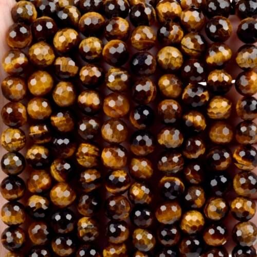4/6/8/10mm Faceted Tiger Eye Round Stone Beads for DIY Fashion Charm Making