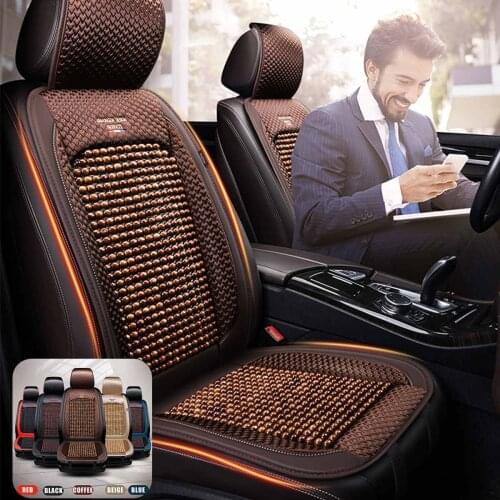 Beads Leather Bamboo Car Seat Covers Breathable Summer Cooling Auto Front Seat Cushion Protector Universal