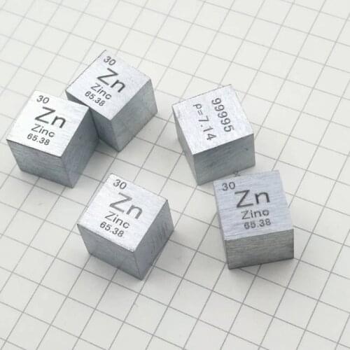 10mm Zinc Zn Cubic Periodic Table Cube 99.995% Pure Zinc Cubic Metal Gift Rare Metal Copper Element Cube Sample