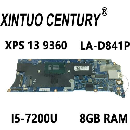 LS Laptop Motherboard FOR DELL P54G XPS 13 9360 motherboard CN-04N87K CN-0T9VPC SR2ZU I5-7200 RAM:8GB 100% Fully Tested