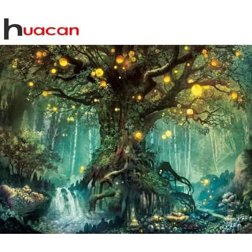 Huacan 5d Diamond Painting Tree Full Square/Round Drill Diamond Embroidery Mosaic Landscape Needlework Craft Kit Home Decor
