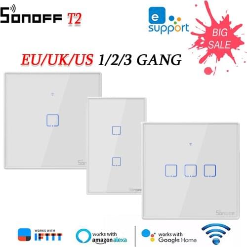 SONOFF T2 TX Wifi Wall Switch Smart Switch Wireless Relay Module Smart Home Ewelink APP/RF433/Voice Remote Control Light Switch