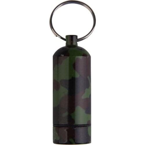 Camo Self Defense Aluminum Alloy Outdoor Save First Aid Drug Medicine Kit Small Gallipot Cartridge Key Chain FC