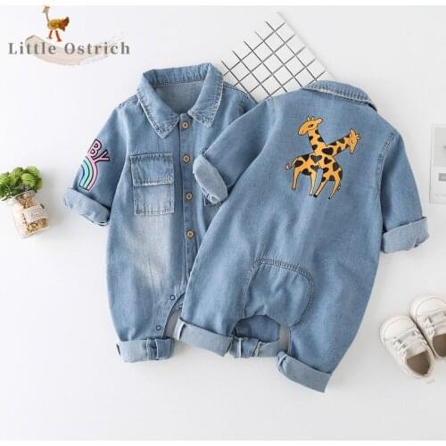 Newborn Baby Girl Boy Cowboy Romper Stand Collar Cute Spring Autumn Long Sleeve Jumpsuit Infant Toddler Child Baby Clothes 0-2Y