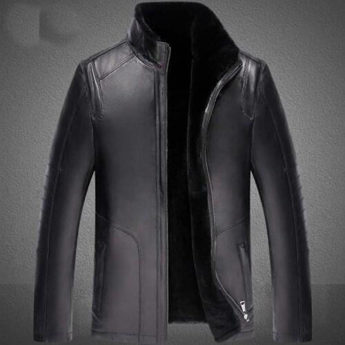 Winter Genuine Leather Jacket for Men Fashion Brand BLACK Sheepskin Jackets and Coats with Wool Lining New Arrival 4XL