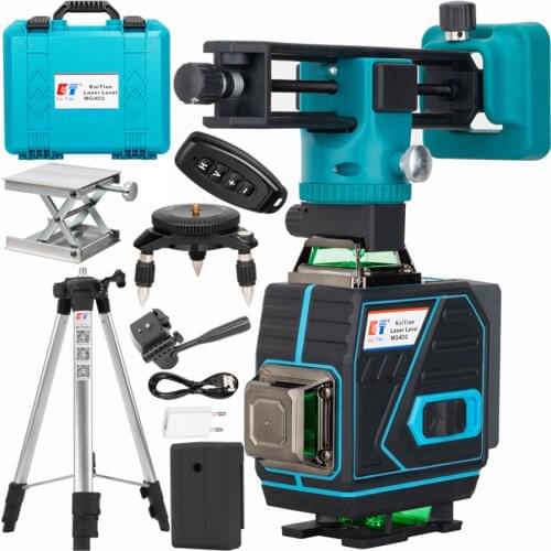 KaiTian Laser Level Tripod 16 Lines 4D Self-Leveling 360 Horizontal&Vertical Cross Super Powerful Green 4D Level Laser Beam Line